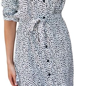 Emerson Fry Shirt Dress Size L Cheetah Print Black & White Belted Collared